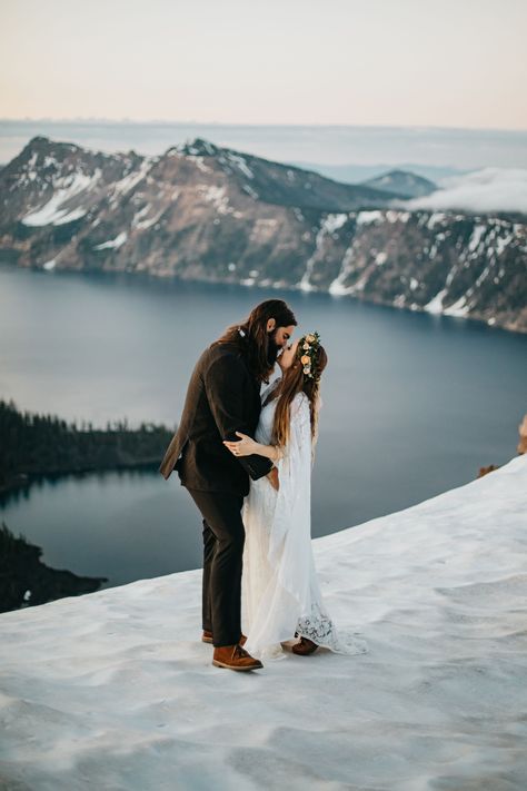 Crater Lake Wedding, Oregon Lakes, Lake Elopement, Top Of A Mountain, Crater Lake National Park, Crater Lake, Lake Wedding, Shoes Wedding, Oregon Wedding