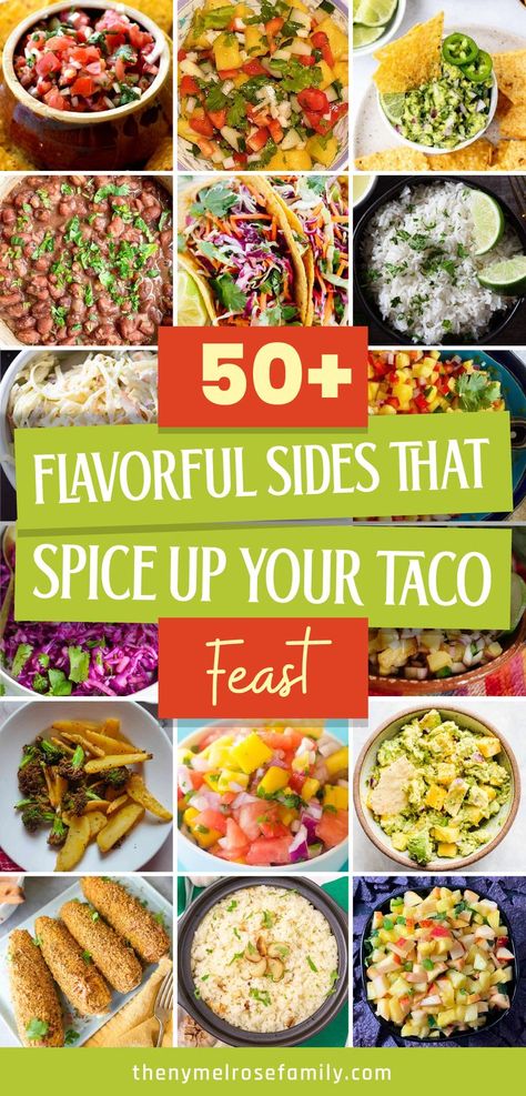 59 Flavorful Sides That Spice Up Your Taco Feast Toppings For Tacos, Sides For Tacos, Sides With Tacos, Best Sides, Steak Tacos, Taco Bar, 15 Minute Meals, Taco Night, Bar Grill