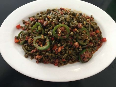 Recipe: Mama Ji’s Pickled Long Beans With Ground Pork - SFChronicle.com Chinese Long Beans, Pickled Green Beans, Long Beans, Long Bean, Spicy Dishes, Pickled Vegetables, Chinese Dishes, Just Cooking, Ground Pork