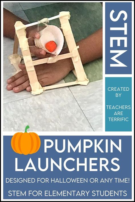 Perfect for Halloween! Students love to launch objects and this STEM activity uses pumpkin candy. Those little pumpkins are just the right size to launch through the air. Here's the good news! You can substitute with small plastic pumpkins, orange pom-poms, or even real tiny pumpkins. Even better, change this completely and use any time of year! Pumpkin Launcher, Halloween Stem Challenge, Halloween Stem, Stem Classes, Halloween Resources, Stem Lab, Engineering Design Process, Stem Challenge, Stem Challenges