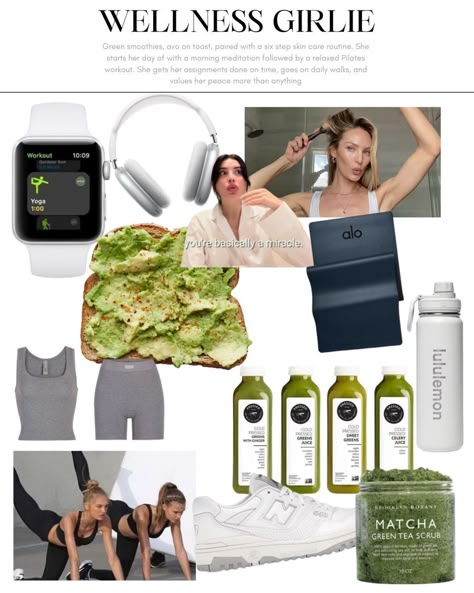 Wellness Moodboard Aesthetic, Wellness Girl Era, Summer Wellness Aesthetic, Health Girl Era, Wellness Girly Aesthetic, Health Wellness Girl Aesthetic, Wellness Era Aesthetic, Wellness Aesthetic Health, Wellness Mood Board