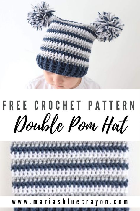 Bulky Yarn Hat Patterns Crochet, Crochet Pompom Hat, Crochet Hats With Chunky Yarn, Infant Hats Crochet, Sack Hat Crochet Pattern, Kid Crochet Hat, Crochet Toddler Hats Free Pattern, Crocheted Hats For Kids, Crochet Character Hats Free Pattern Kids