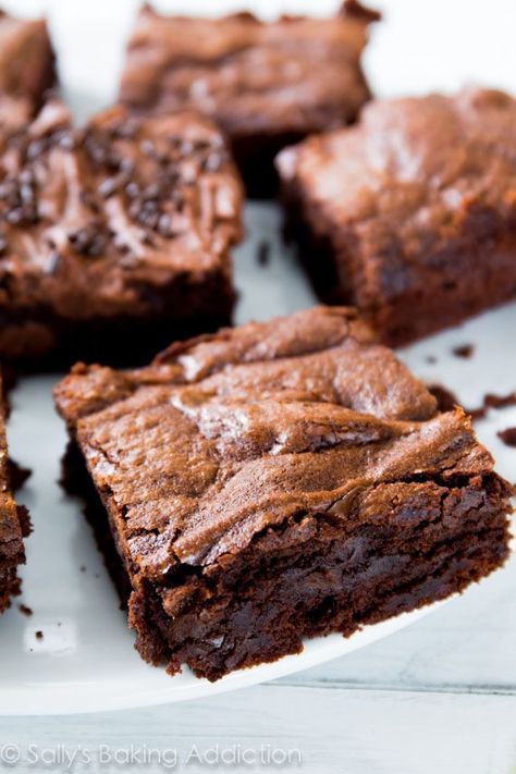 9x13 Brownie Recipe, Brownie Recipe With Cocoa, Fudgy Homemade Brownies, Chewy Brownies Recipe, Brownies Fudgy, Sallys Baking, Brownies From Scratch, Fudgy Brownie Recipe, Brownies Recipe Homemade