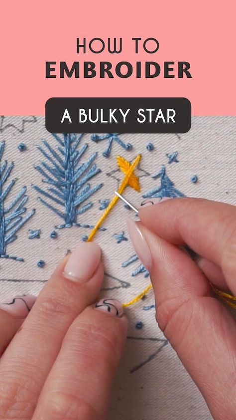 Hand Embroidered Stars, Embroider Stars Tutorial, Embroidered Stars Simple, How To Embroider A Star, Embroider A Star, Embroider Star, Embroidery Patterns Tutorials, Reel Tutorial, Stitch School