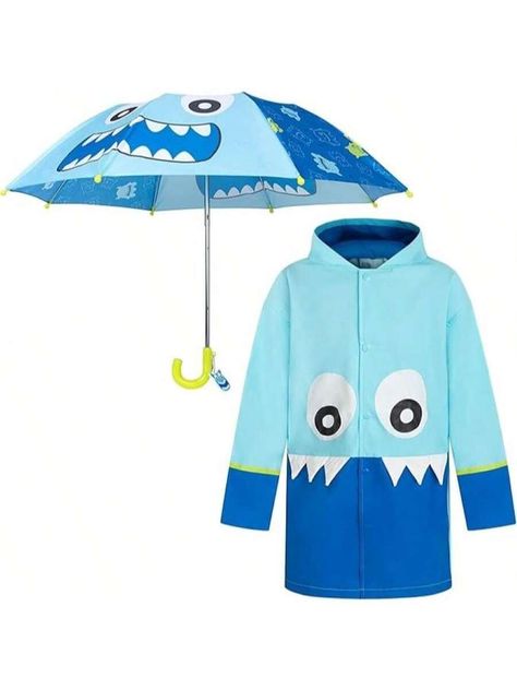 Care instructions:   Hand Wash OnlyBoys Rain Coat And Umbrella Set, Rainwear For Kids Ages 3-7 Years Blue      Rain Jackets   Kid's Raincoat, size features are:Bust: ,Length: ,Sleeve Length: Kids Umbrellas, Raincoat Kids, Raincoat Jacket, Kids Rain, Rain Protection, Blue Rain, Rain Gear, Hooded Raincoat, Funky Fashion