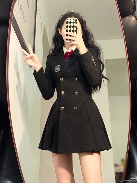 Aesthetic Uniform Outfit, Formal Kpop Outfits, Korean Girl Uniform, Formal School Uniform, Korean Formal Outfit, Fancy Uniform, Cute Formal Outfits, Idol Costume, Korean Ulzzang Fashion