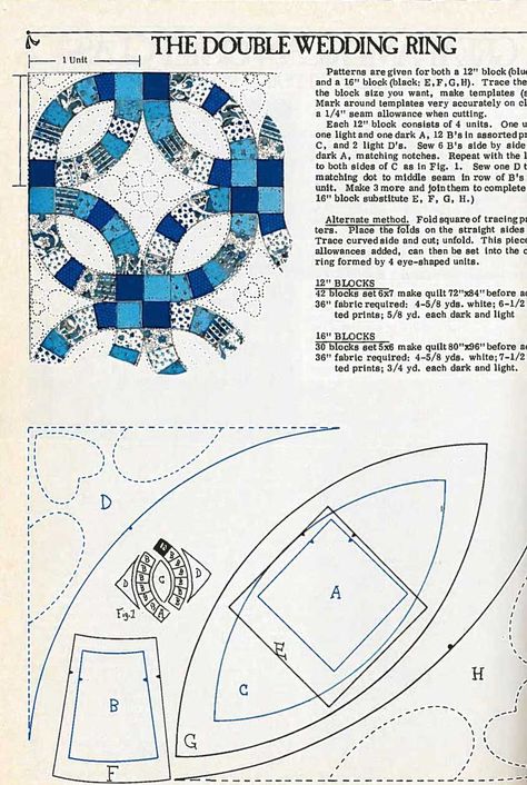 Double Wedding Ring Quilt Pattern, Wedding Ring Quilt Templates, Wedding Ring Quilt Pattern, Ring Quilt Pattern, Wedding Ring Quilt Block, Antique Quilts Patterns, History Of Quilting, Lap Quilt Patterns, Vintage Quilts Patterns