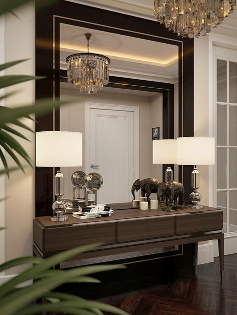 Vstupná Hala, Entrance Hall Decor, تصميم داخلي فاخر, Console Table Decorating, Elegant Interior Design, Hallway Designs, تصميم للمنزل العصري, Foyer Design, Hall Decor