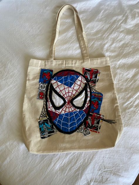 All Spiderman, Handpainted Tote Bags, Spiderman Theme, Spiderman Birthday, Spiderman Art, Cute Bags, Things To Buy, Diy Clothes, Crochet Projects