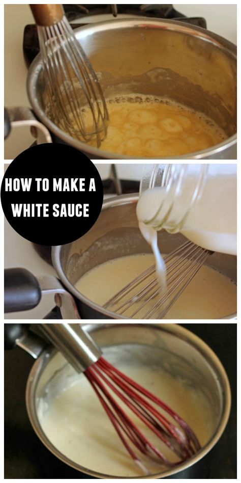 How to Make a White Sauce - This basic white sauce is the building block of great recipes like homemade mac and cheese or lasagna. It comes together quickly and easily on the stove. How To Make White Sauce, Basic White Sauce, Freezer Lasagna, Homemade White Sauce, Making White Sauce, White Sauce Recipes, Homemade Mac And Cheese, Arrowroot Powder, Gravy Sauce