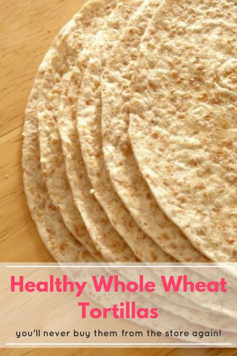 These healthy whole wheat tortillas are so easy to make, you'll never buy them from the store ever again! This really is the best homemade tortilla recipe ever. #Food #Recipe #Healthy #Homemade #Bread #HealthyRecipe #BreadRecipe #SideDish #HomemadeRecipe #WeightLoss #WholeWheat #TortillaRecipe via @happyhealthymotivated Whole Wheat Focaccia Bread, Whole Wheat Tortilla Recipe, Wheat Tortilla Recipe, Homemade Tortilla Recipe, Tortillas Recipe, Homemade Bread Recipe, Homemade Tortilla, Wheat Tortillas, Homemade Flour Tortillas