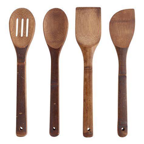 Carbonized Bamboo Essential Cooking Utensils 4 Pack - World Market Kitchen World, Bamboo Utensils, James May, Thrifty Decor Chick, Beach Cabin, Stainless Steel Bowls, Cooking Spoon, Cooking Gadgets, Conscious Consumer