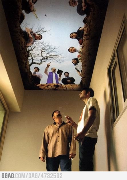 Awesome ceiling of a smokers room Ceiling Mural, The Ceiling, Mural, Ceiling