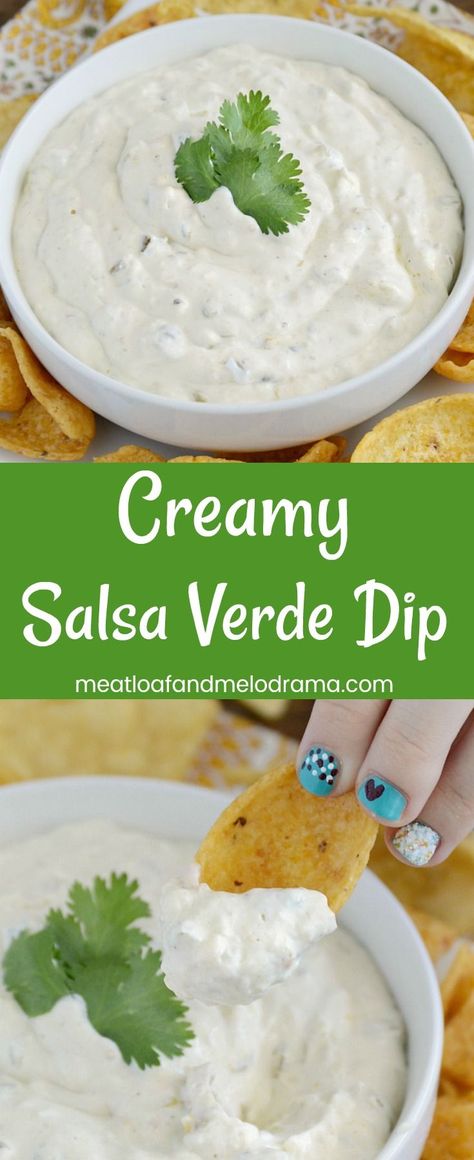 Creamy Salsa Verde Dip is an easy chip dip made in less than 5 minutes with only 3 ingredients. It's perfect for parties, potlucks, game day or every day snacking! Salsa Verde Dip, Summer Party Foods, Easy Chip Dip, Creamy Salsa Verde, Baby Food Packaging, Dip For Parties, Everyday Snacks, Red White And Blue Desserts, Ideas For Appetizers