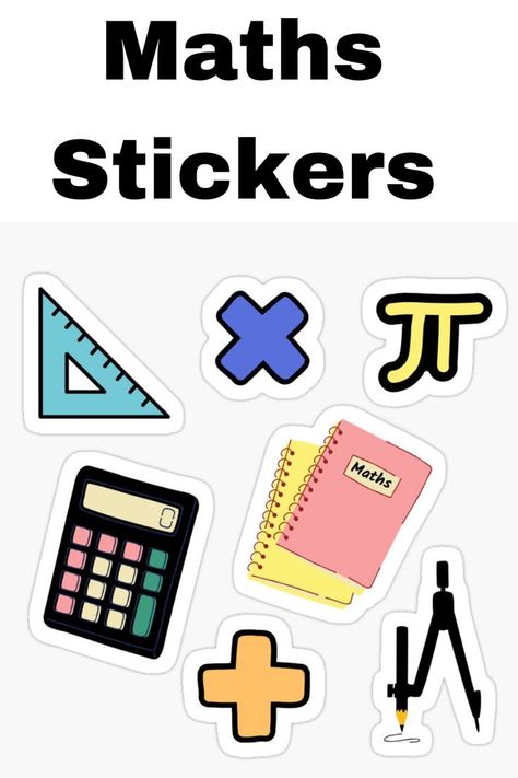 maths, mathematics, school, nerd, nerds, maths lover, calculator, book, books, textbook, plus, minus, multiplication, division, pack, packs, sticker, stickers, school subject, equation, algebra, maths stickers pack Maths File Cover Decoration Ideas, Math Related Designs, Math Design Sticker, Scrapbook Math Stickers Printable, Math Scrapbook Design, Mathematics Stickers Aesthetic Printable, Mathematics Stickers Printable, Maths Stickers Aesthetic, Math Logo Design Mathematics