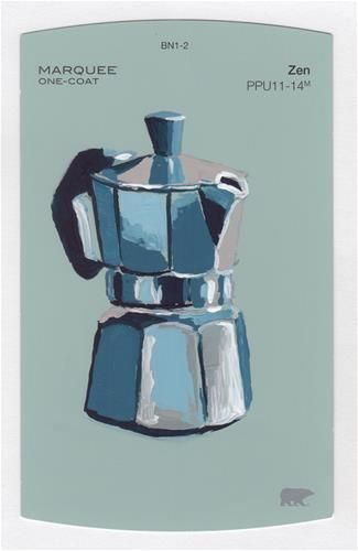 Moka Pot Painting, Espresso Painting, Rachel Petruccillo, Coffee Cup Painting, Coffee Artwork, Coffee Drawing, Cups Of Coffee, Moka Pot, Coffee Painting