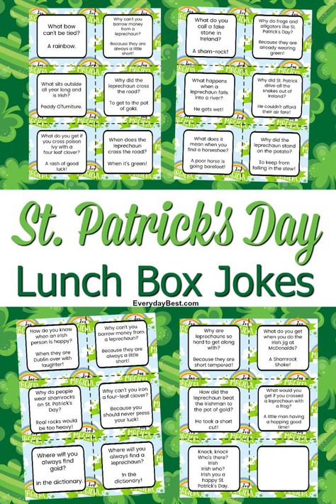 Free St Patricks Day Printable, St Patricks Day Jokes, Jokes Kids, Kid Jokes, St Patrick Day Treats, Lunchbox Jokes, St Patricks Day Cards, St Patrick Day Activities, Lunchbox Notes