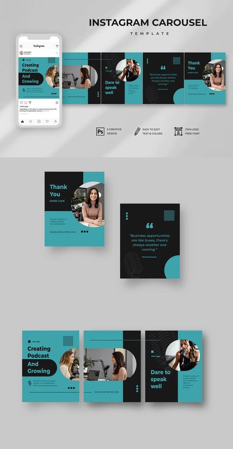 Carousel Instagram Template PSD Instagram Ads Design, Social Media Campaign Design, Messages Instagram, Citations Instagram, Instagram Graphic Design, Tipografi 3d, Social Media Branding Design, Creative Advertising Design, Instagram Template Design