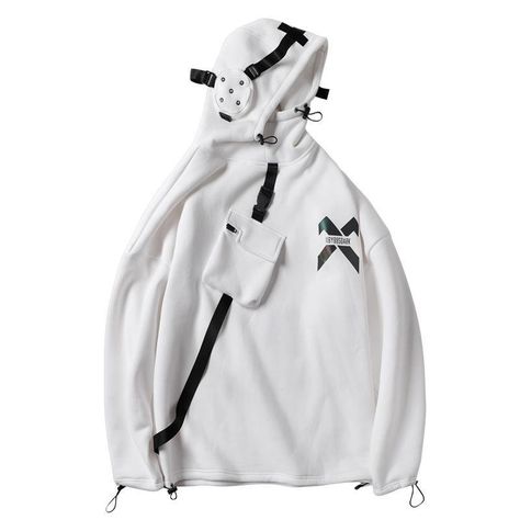 White Techwear, Futuristic Streetwear, Techwear Hoodie, Techno Clothes, Printed Hoodie Men, Cool Sleeves, Sac Lunch, Original Fashion, Clothing Details