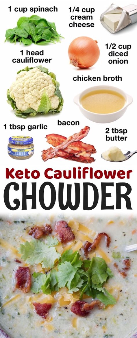 Easy Low Carb Soup, Soup Recipes Keto, Cauliflower Chowder, Low Carb Soup Recipes, Diner Recept, Crock Pot Recipes, Resep Diet, Low Carb Diets, Keto Soup