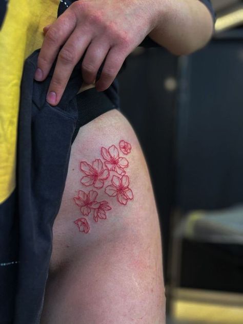 Sakura Tattoo Ideas, Japanese Cherry Blossom Tattoos, Sakura Tattoo Design, Sakura Flower Tattoo, Tattoo Sakura, Sakura Tattoo, Mystical Tattoos, Health Tattoo, Tattoo Themes