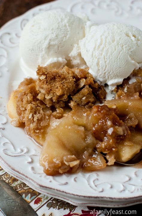 A classic Apple Crisp recipe - A decades-old recipe from the Tougas Family farm in New England.  It doesn't get any better than this! Best Apple Crisp Recipe, Apple Crisp Recipes, Family Feast, Crisp Recipe, Apple Desserts, Yummy Sweets, Apple Crisp, Eat Dessert, Fruit Desserts