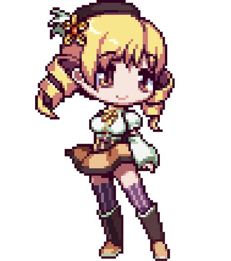 Madoka Pixel Gif, Pixel Girl Gift Png, Madoka Magica Pixel Art, Pixel Png Gif, Mami Tomoe Gif, Pixel Gif Png, Chibi Pixel Art, Gift Pixel Art, Madoka Magica Gif