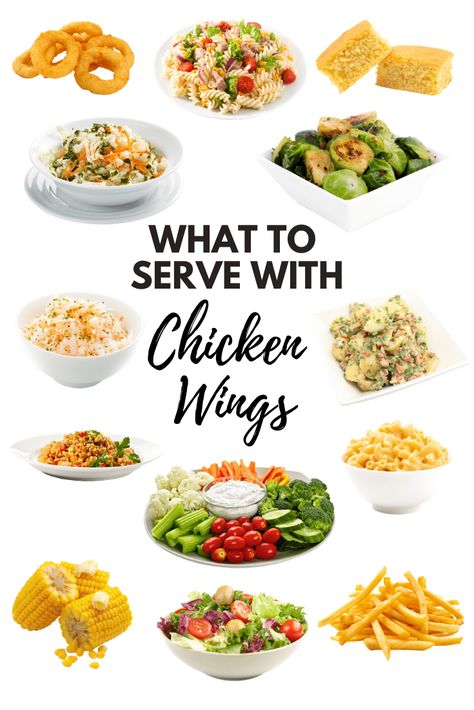 Chicken wings are arguably the king of finger-foods. But what do you serve with Chicken Wings? Here are 18 incredible side dishes that pair perfectly with this game day classic. What Goes With Chicken Wings, Chicken Wing Side Dishes, Chicken Wing Sides, Roasted Veggies In Oven, Boiled Chicken Breast, Delicious Sides, Side Dishes For Chicken, Sunday Dinners, Easy Chicken Breast