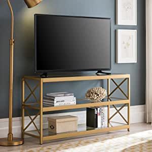 Gold Tv Stand, Metal Tv Stand, Glass Tv Stand, Tempered Glass Shelves, Cable Box, Tv Stands And Entertainment Centers, Changing Wall Color, Gaming Console, Entertainment Space