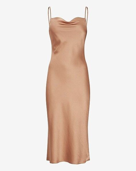 Satin Cowl Neck Midi Slip Dress | Express Smart Casual Work Outfit Women, Smart Casual Work Outfit, Midi Slip Dress, Winter Formal, Banana Republic Dress, Express Dresses, Work Casual, Wearing Dress, Smart Casual