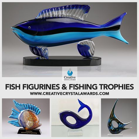 Impress your recipients with these fantastic Murano glass sculptures fish awards. Our art glass fishing trophies would be an excellent gift awards. Creative Crystal Awards offers exquisite range of art glass fish figurines, blown glass fish sculptures, art glass fishing trophy awards perfect for any occasions. #murano #fishsculpture #fishfigurine #artglassfish #fishingtrophy #fishingaward #murano #artglass #glassawards #glasstrophy #glasssculptures #glassfigurines #muranoglass #glassart Fish Sculptures, Glass Trophies, Trophy Fish, Sculptures Art, Recognition Gifts, Glass Awards, Crystal Awards, Fish Sculpture, Glass Sculptures