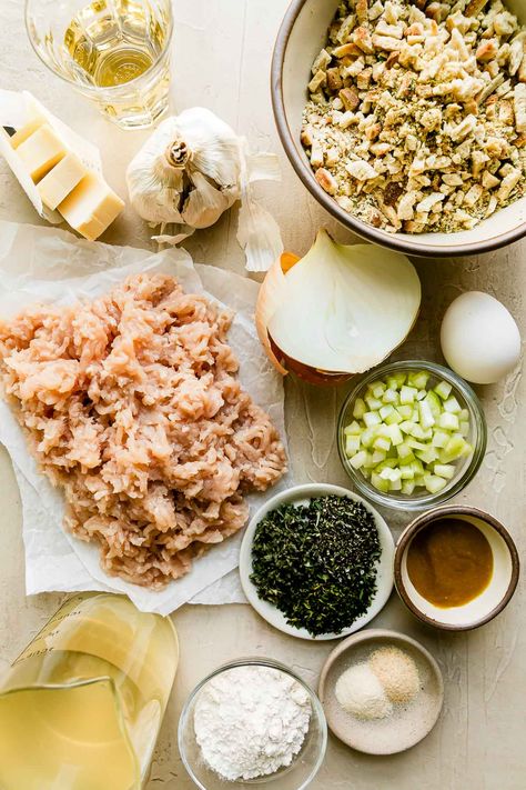 These Thanksgiving Meatballs taste just like a classic turkey dinner – in meatball form! Season ground turkey with sage, thyme, rosemary, & garlic, then shape into balls around Stovetop stuffing for next-level Thanksgiving flavor. Bake the turkey stuffing meatballs, finish in gravy, & serve over creamy mashed potatoes. Perfect for a small-scale Thanksgiving or an untraditional Friendsgiving dinner! #thanksgivingmeatballs #thanksgivingmeatballsappetizer #stuffingmeatballs #... Season Ground Turkey, Turkey Stuffing Meatballs, Thanksgiving Meatballs, Stuffing Meatballs, Meatballs Gravy, Stovetop Stuffing, Meatballs Turkey, Turkey Balls, Sage Stuffing