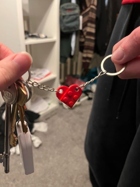 Lego Heart Keychain, Lego Heart, With My Boyfriend, Me And Bae, Heart Keychain, My Boyfriend, Favorite Person, Lego, Gifts