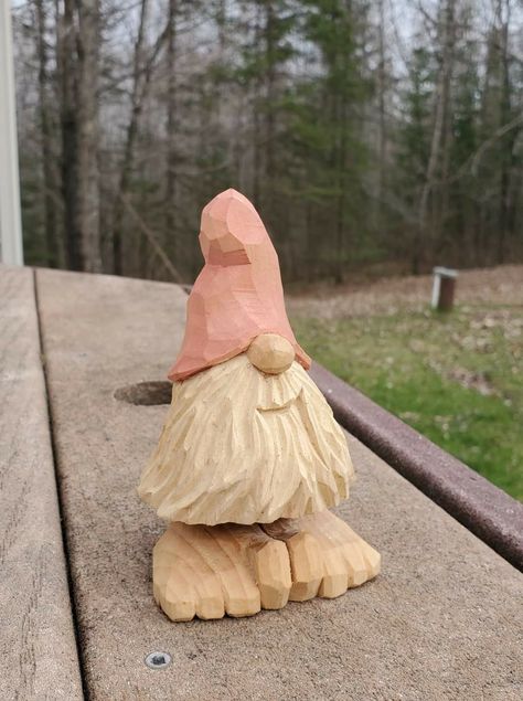 Gnome Chainsaw Carving, Carving Gnomes, Whimsical Carvings, Wooden Gnomes, Log Crafts, Power Carving Tools, Wood Log Crafts, Wood Carving Art Sculpture, Dog Portraits Art