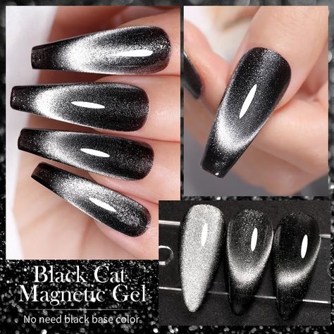 Glitter Gel Nail Polish, Nails Inspiration Spring, Magnetic Nail Polish, Crystal Cat, Teeth Jewelry, Magnetic Nails, Glitter Gel Nails, Professional Nail Art, Cat Eye Gel