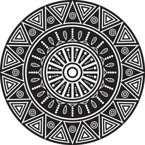 Vector monochrome round Native American ornament. Patterned circle from triangles of Indians of various tribes of America. Incas, Maya, Aztecs, Marlborough. Native American Ornaments, Native American Mandala, Mandala Making, Lippan Art, Native Design, Graphic Design Pattern, Aztec Designs, Circular Pattern, Aztec Pattern