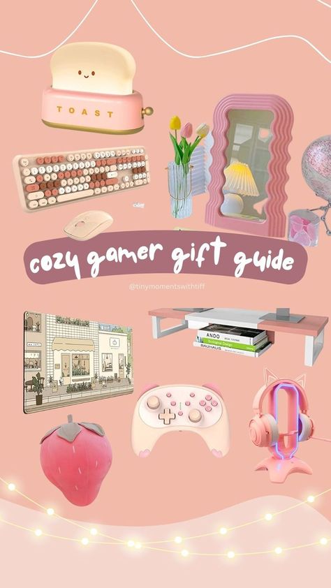 Amazon cozy gaming setup finds. Perfect for this holiday season. All items linked on my storefront in bio! 🖥️🍓😸 Gaming Setup Aesthetic, Cozy Gaming Setup, Games Room Inspiration, Cozy Gamer, Relaxing Game, Cozy Gaming, The Sims 4 Pc, Gamer Setup, Beachy Room