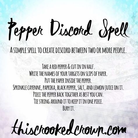 A simple hex to cause discord between two or more people using a pepper and some spices by This Crooked Crown Simple Curses Witchcraft, Curse Enemy Spell, Hexes For Enemies, Third Party Removal Spell, Hexing Spell, Uncrossing Spell, Dark Magic Spells, Karma Spell, Hoodoo Magic