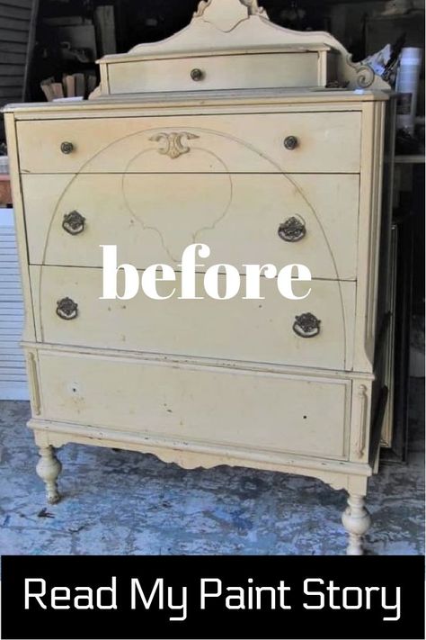 The before photo of a chest of drawers painted pink. Two Toned Dresser, Stained Dresser, Two Tone Dresser, Pink Drawers, Recycled Diy, Colorful Dresser, Dresser Redo, Thrift Store Decor, Changing Table Dresser