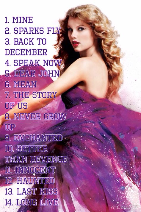 Speak Now Song List, Taylor Swift Speak Now Song List, Speak Now Album Poster, Speak Now Taylors Version Album Poster, Speak Now Tv Cover, Speak Now Tv Tracklist, Taylor Swift Posters Speak Now Tv, Last Kiss, Taylor Swift Speak Now