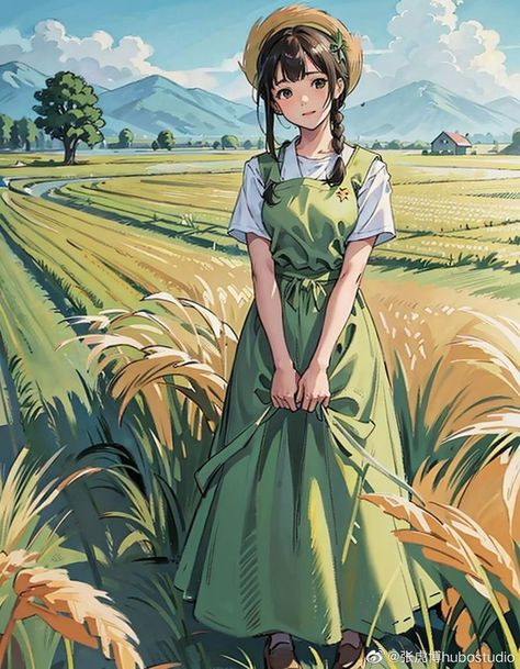 Classic Anime Style Countryside Drawing, Classic Anime Style, Aesthetic Illustration, Whimsical Art Journal, Ac New Leaf, Classic Anime, Image Film, Chinese Art Girl, Digital Art Anime