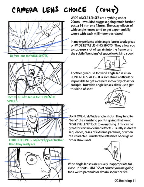 posts from a wannabe animator (giancarlovolpe: Camera Lens Choice! These are...) Work Focus, Storyboard Drawing, Animation Anime, Animation Storyboard, Perspective Drawing Lessons, Comic Tutorial, Camera Angles, Comic Layout, Point Perspective