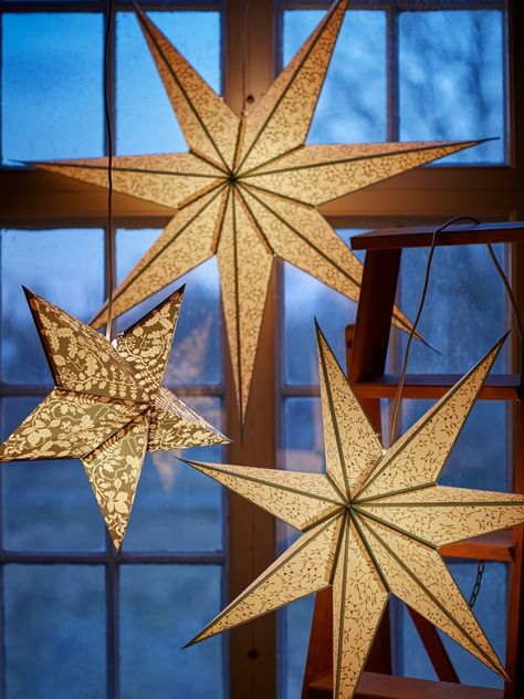 Ikea Christmas, Star Pendant Lighting, Hosting Christmas, Personalized Pendant, Gold Dots, Winter House, Christmas Images, Cozy Christmas, Lampshades