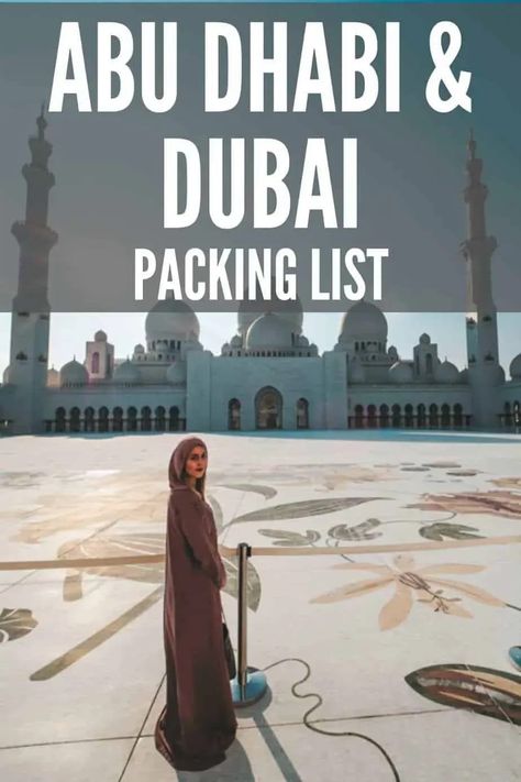 Not sure what to wear in Dubai and Abu Dhabi? Here's a detailed guide with dress codes for visiting mosques, Dubai desert safari outfits, and more. This Dubai packing guide and Abu Dhabi packing guide will help you figure out what to pack for Dubai and Abu Dhabi no matter what you plan to do. | dubai packing list what to wear | dubai what to wear in women | what to wear in dubai outfits | dubai travel outfit what to wear | dubai vacation outfits what to wear | dubai outfit ideas what to wear Travel To Dubai Packing Lists, Dubai Desert Safari Outfit, Dubai Packing List, Dubai Vacation Outfits, What To Wear In Dubai, Dresses In Dubai, Uae Travel, Abu Dhabi Travel, Dubai Trip