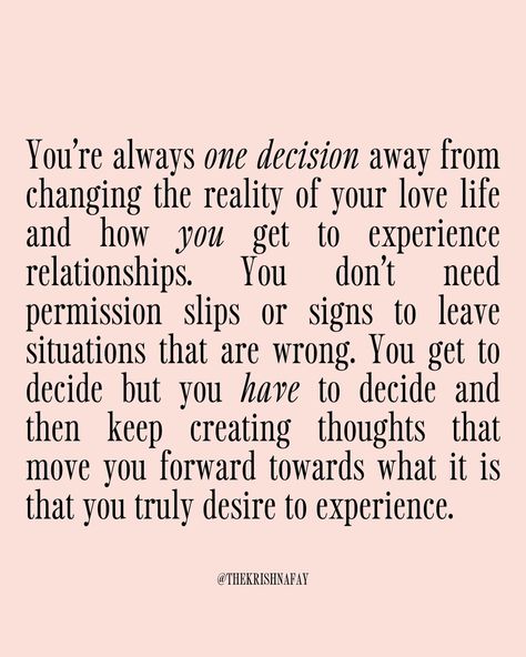 If you were to ask me “what did you do to stop going from repeatedly being in the wrong relationships to finally being in the right, healthy, dream relationship?” I’d say that there were a few things I had to do but it all started from deciding. 👉Deciding that I no longer wanted what I was experiencing in the wrong relationships to continue to be my reality and my future. 👉Deciding that I should respect myself and love myself enough to take myself out of unhealthy environments and dynami... Respect Myself, Type Of Relationship, Dream Relationship, Love Myself, Relationship Coach, Love Dating, Take Me Out, My Future, Toxic Relationships