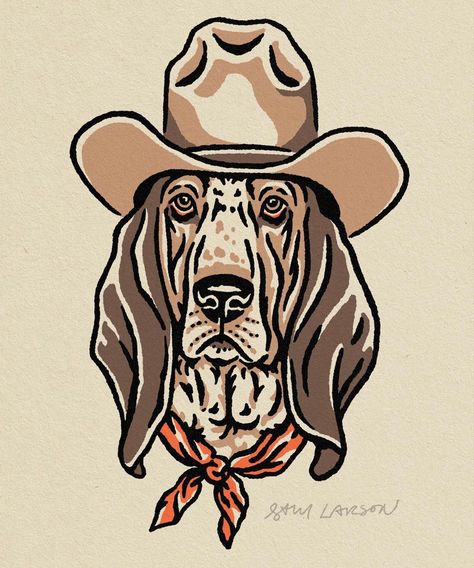 Western Outline Drawings, Animal With Cowboy Hat, Simple Western Painting Ideas, Western Drawing Ideas, Western Art Drawings, Western American Traditional, Dog Mural, Western Drawings, Cowboy Hat Drawing