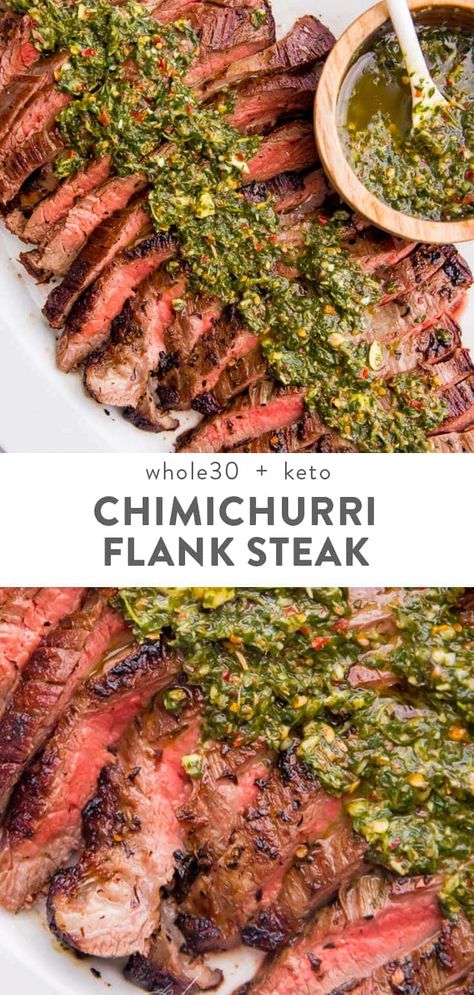 Chimichurri Flank Steak, Keto Steak, Flank Steak Recipes, Deep Cleaning Hacks, Paleo Low Carb, Resep Diet, Chimichurri Sauce, Medium Rare, Diet Vegetarian