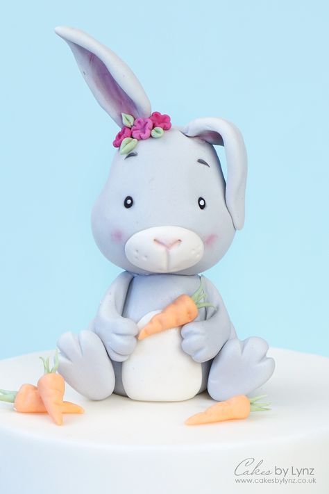 How to make a cute Bunny Rabbit Cake Topper / Cake Decorating Tutorial @cakesbylynz Fondant Rabbit, Rabbit Cakes, Bunny Rabbit Cake, Rabbit Cake Topper, Lolly Cake, Cute Bunny Rabbit, Rabbit Cake, Fondant Cake Topper, Cake Topper Tutorial