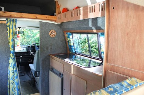 VW T25 Campervan DIY Makeover - Pip returns! T25 Campervan, Vw Campervan Interior, T25 Campervan Interior, Campervan Paneling, Panel Van Interior, Vw T25 Interior Ideas, T3 Interior Vw Camper, Camper Van Blue Interior, Vw T3 Camper