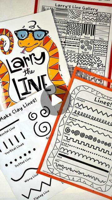 Cassie Stephens on Instagram: "I have loved seeing Larry the Line in your art rooms, homeschool classrooms or on your bookshelf! When I first shared the modeling clay sheet, I got tons of requests for it. I knew I had to include it in my digital downloads❤️  If you would like a direct link to Larry the Line the book or the downloads just drop LINK below OR…check my stories or the link in my bio.  Happy Monday!" Larry The Line Art Project, Cassie Stephens Line, Beginning Of Year Art Projects Elementary, Second Grade Line Art Projects, Fall Line Art For Kids, Line Art For Kindergarten, 2nd Grade Line Art Lesson, Elementary Art Portfolio Ideas, First Week Of Art Class Elementary